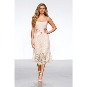 Betsey Johnson VTG Y2K Babydoll White Eyelet Dress Maxi Ruffle Pink Lace Mini